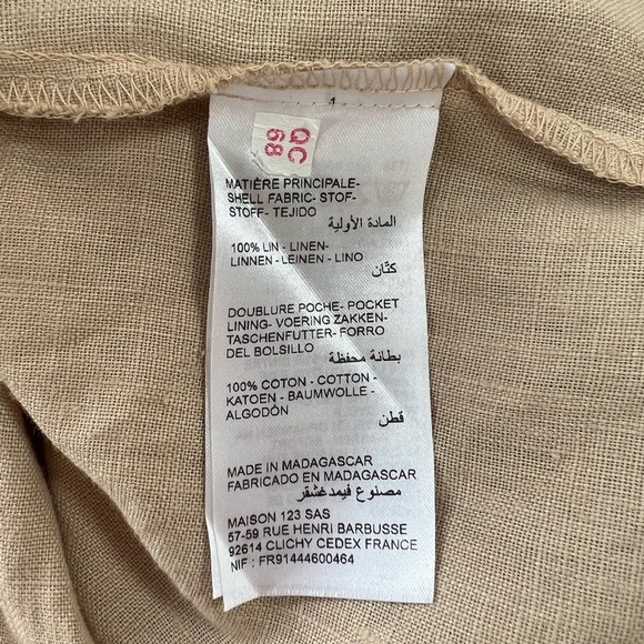 Maison 123 100% Linen Button Down Shirtdress in Khaki/Tan, size F42 / US12 - Picture 6 of 10